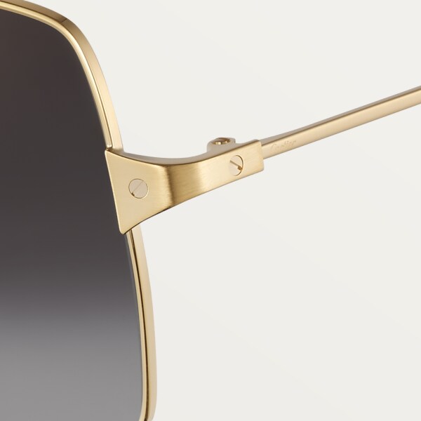 Santos de Cartier 太陽眼鏡 光滑及磨砂金色飾面金屬，灰色漸變鏡片，金色鏡面效果