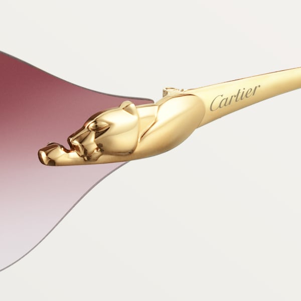 Panthère de Cartier 太陽眼鏡 金屬，光滑金色飾面，紫色鏡片