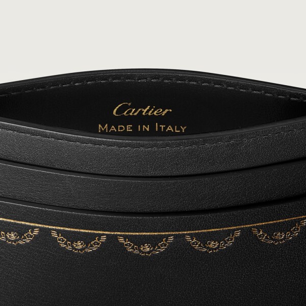 Simple Card Holder, Guirlande de Cartier Black calfskin, golden finish