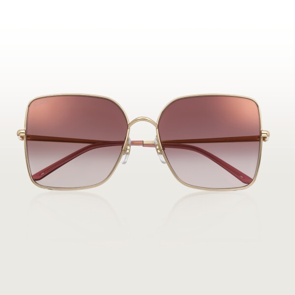 Panthère de Cartier 太陽眼鏡 光滑金色飾面金屬，酒紅色漸變鏡片，玫瑰金色鏡面效果