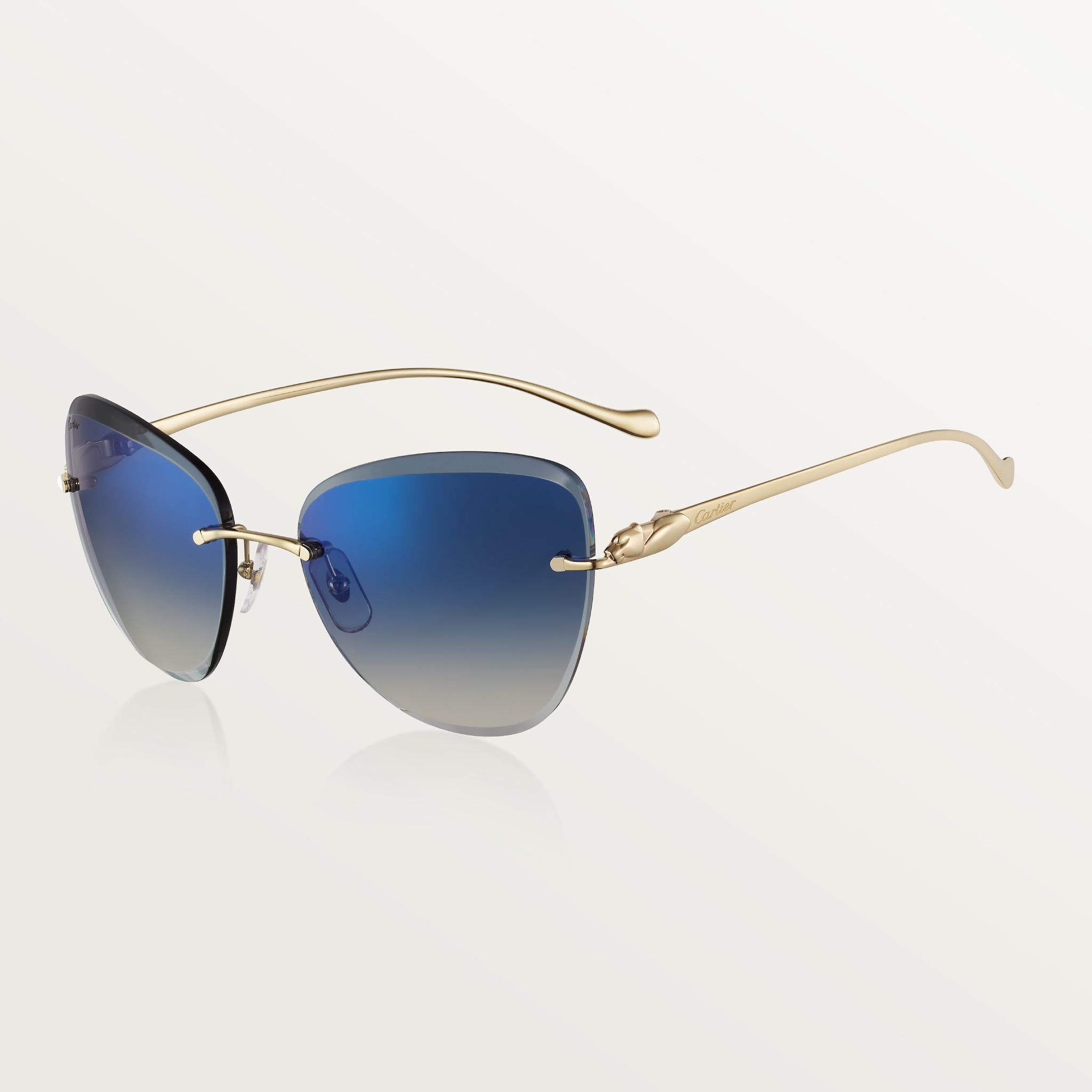 Panthère de Cartier 太陽眼鏡光滑金色飾面金屬，藍色漸變鏡片