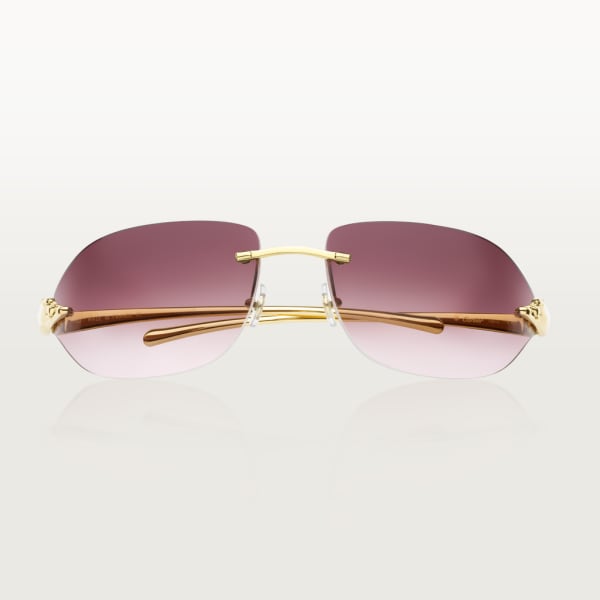 Panthère de Cartier 太陽眼鏡 金屬，光滑金色飾面，紫色鏡片