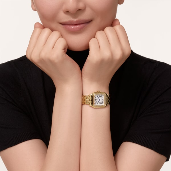 Panthère de Cartier 腕錶 中型款，石英機芯，18K黃金，鑽石