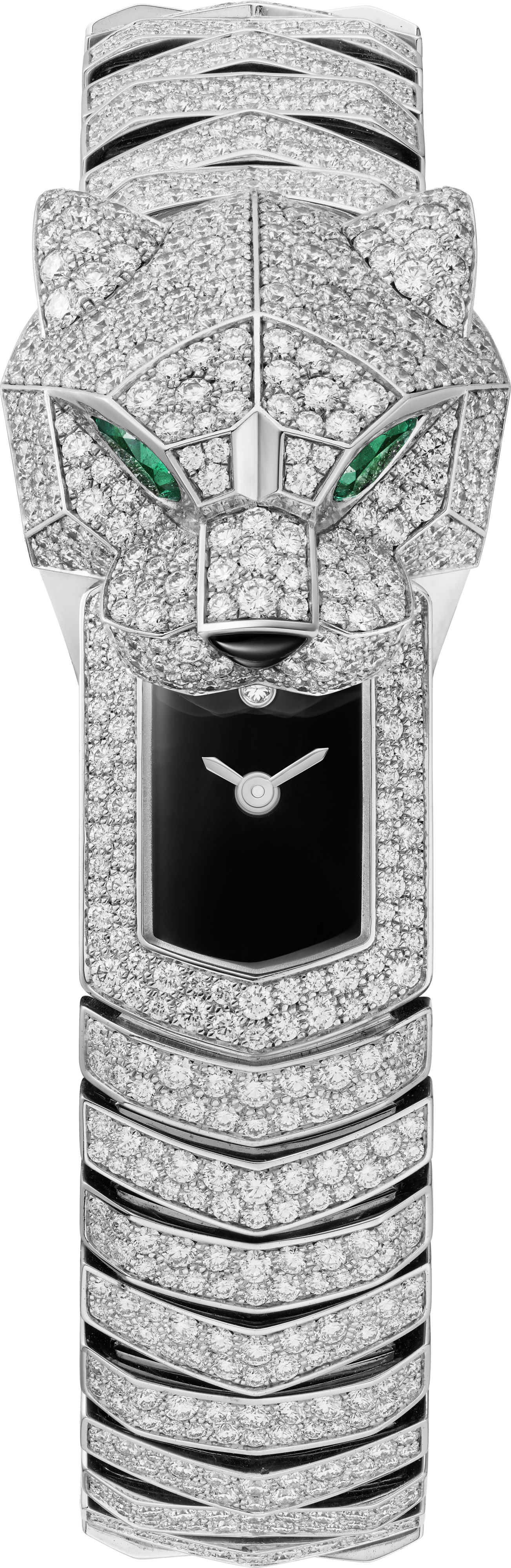 Panthère de Cartier 腕錶38.2毫米，石英機芯，鍍銠飾面白色黃金，鑽石，金屬錶鏈