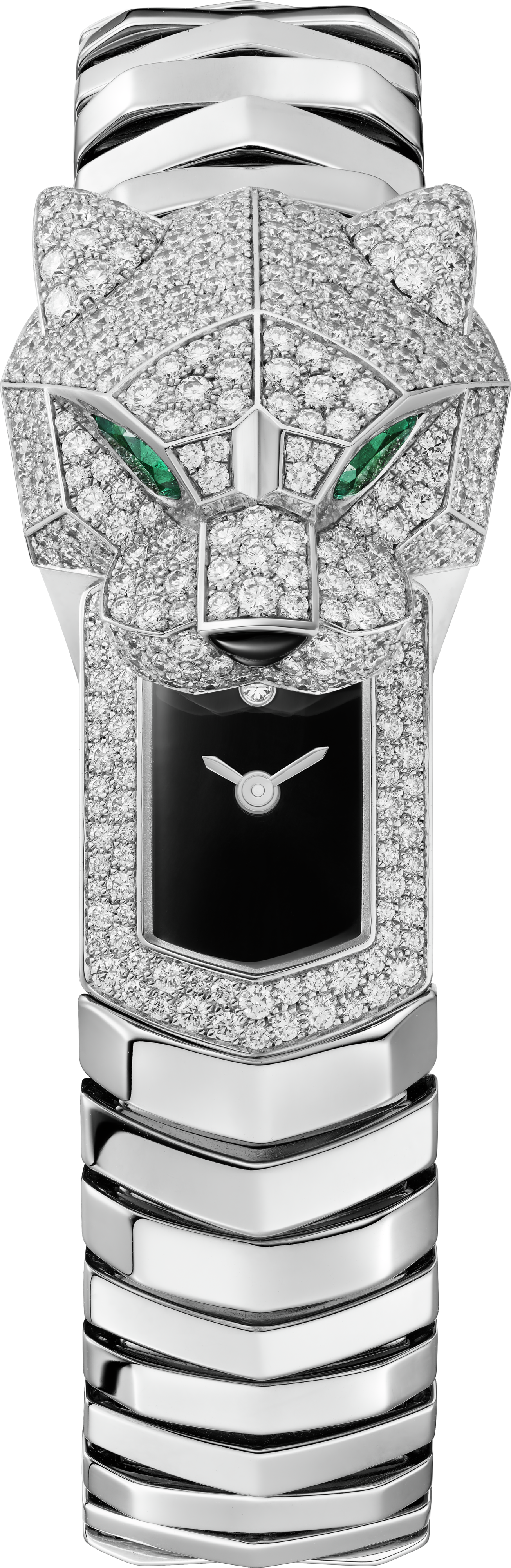Panthère de Cartier腕表38.2毫米，石英機芯，鍍銠飾面白色黃金，鑽石，金屬錶鏈