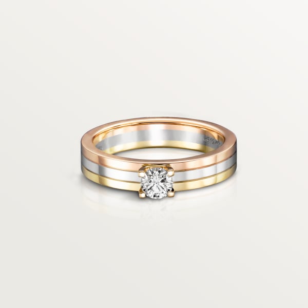 Vendôme Louis Cartier 單鑽戒指 18K白色黃金，18K黃金，18K玫瑰金，鑽石