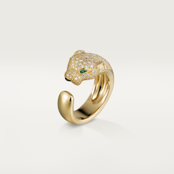 Panthère de Cartier ring Yellow gold, diamonds, emeralds, onyx