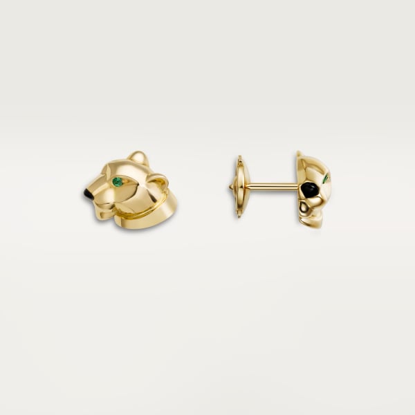 Panthère de Cartier 耳環 18K黃金，沙弗萊石榴石，縞瑪瑙