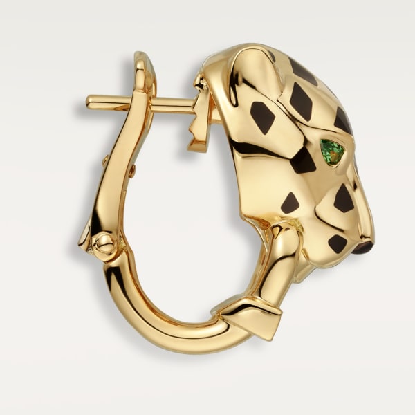 Panthère de Cartier 耳環 18K黃金，亮漆，鑽石，沙弗萊石榴石，縞瑪瑙