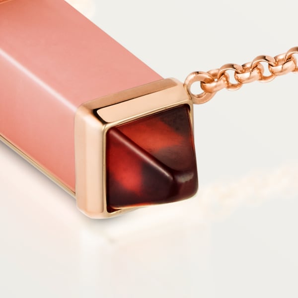 Les Berlingots de Cartier necklace medium model Rose gold, pink chalcedony, garnet
