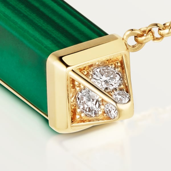 Les Berlingots de Cartier 項鏈，中型款 18K黃金，孔雀石，鑽石