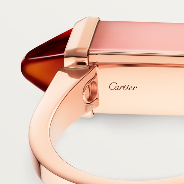 Les Berlingots de Cartier 戒指 18K玫瑰金，粉紅色玉髓，石榴石