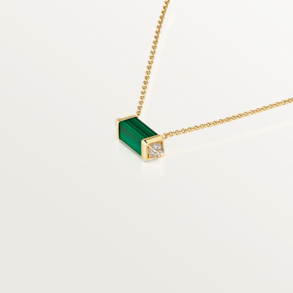 Les Berlingots de Cartier 項鏈，中型款 18K黃金，孔雀石，鑽石