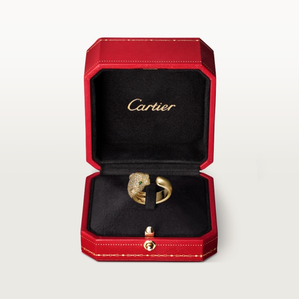 Panthère de Cartier ring Yellow gold, diamonds, emeralds, onyx