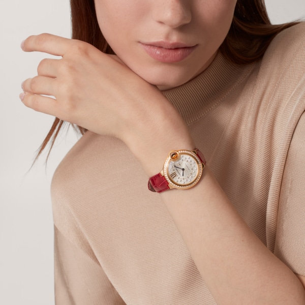 Ballon Bleu de Cartier 腕錶 33毫米，自動上鏈機械機芯，玫瑰金，鑽石
