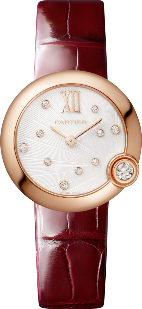 Ballon Blanc de Cartier watch30 mm, quartz movement, rose gold, diamonds, leather