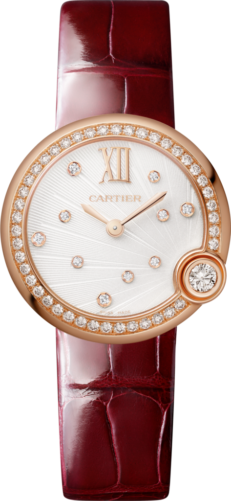 Ballon Blanc de Cartier 腕錶30毫米，石英機芯，玫瑰金，鑽石，皮革