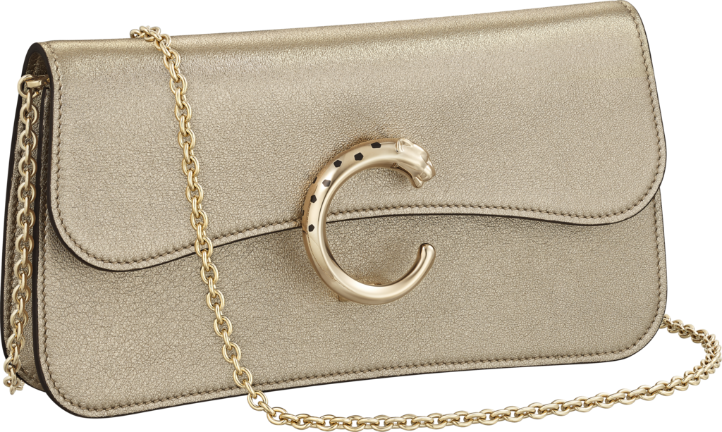 Mini chain bag, Panthère de CartierGolden metallic calfskin, golden and black enamel finish