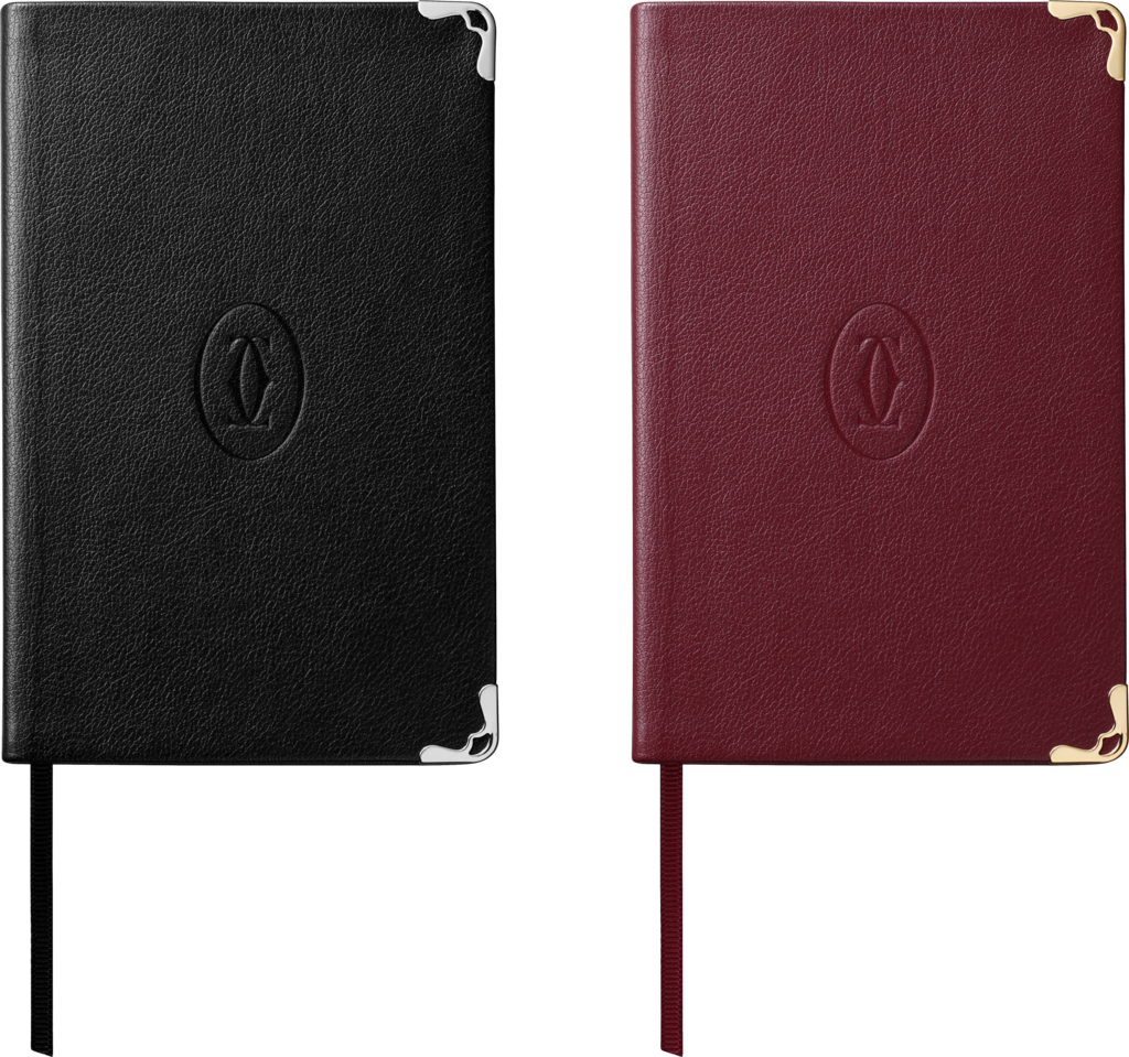 Must de Cartier small notebook setBlack and burgundy calfskin, palladium and golden finish