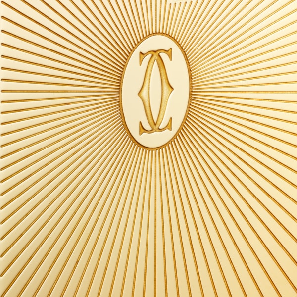 Double C de Cartier 標誌陽光射線紋飾方形打火機，黃金色飾面 金屬，黃金色飾面