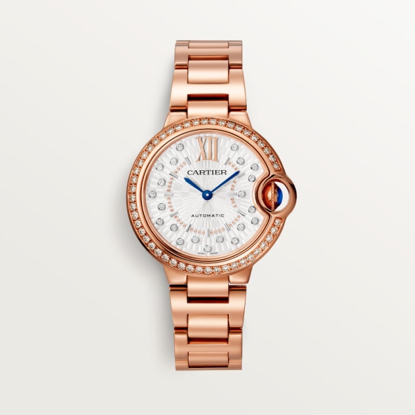 Ballon Bleu de Cartier 腕錶 36毫米，自動上鏈機械機芯，玫瑰金，鑽石