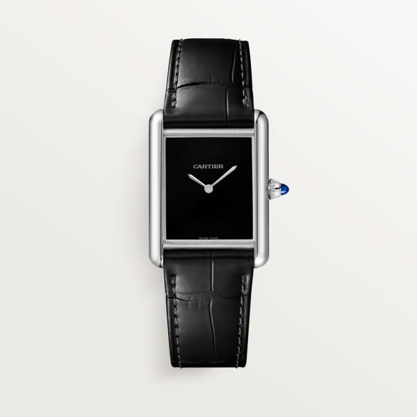 Tank Must de Cartier 腕錶 大型款，石英機芯，精鋼，皮革