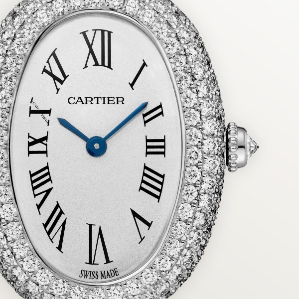 Baignoire 腕錶 小型款，石英機芯，白色黃金，鑽石