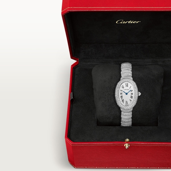 Baignoire 腕錶 小型款，石英機芯，白色黃金，鑽石