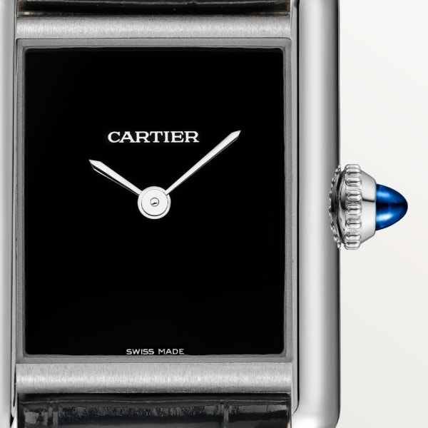 Tank Must de Cartier 腕錶 小型款，石英機芯，精鋼，皮革