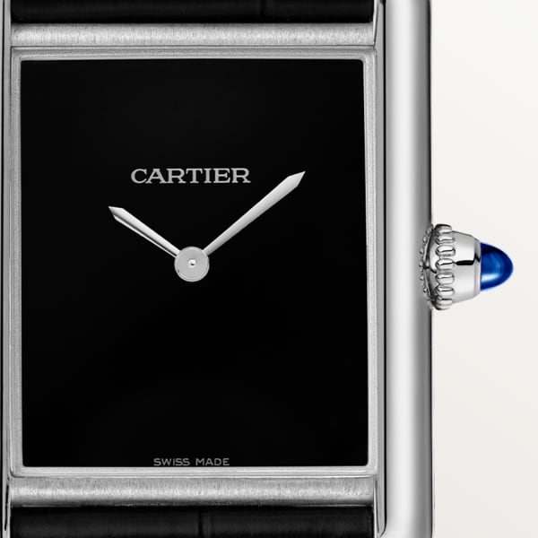 Tank Must de Cartier watch Large model, quartz movement, steel, leather