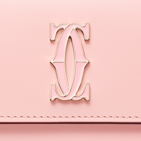 銀包，迷你款，C de Cartier 淺粉紅色小牛皮，金色及淺粉紅色琺瑯飾面
