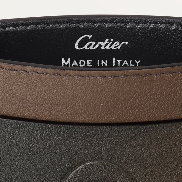 Must de Cartier 卡片夾 漸變灰褐色小牛皮，鍍鈀飾面