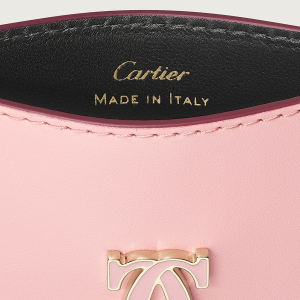 C de Cartier 卡片夾 淺粉紅色小牛皮，金色及淺粉紅色琺瑯飾面