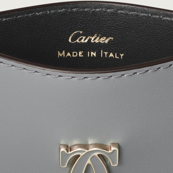 C de Cartier 卡片夾 灰色小牛皮，灰色琺瑯及金色飾面