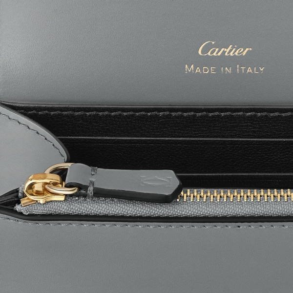 銀包，迷你款，C de Cartier 灰色小牛皮，灰色琺瑯及金色飾面