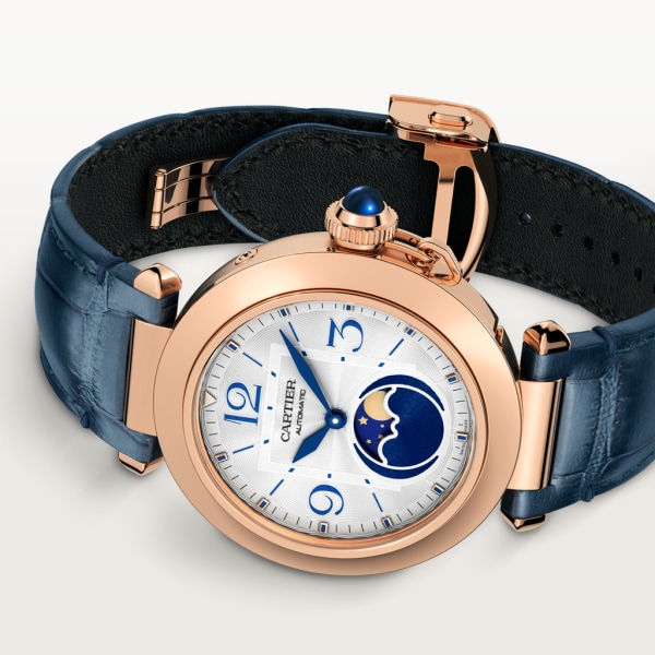 Pasha de Cartier 腕錶 41毫米，自動上鏈機械機芯，玫瑰金，可更換式皮革錶帶