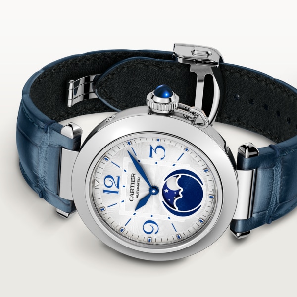 Pasha de Cartier 腕錶 41毫米，自動上鏈機械機芯，精鋼，可更換式皮革錶帶