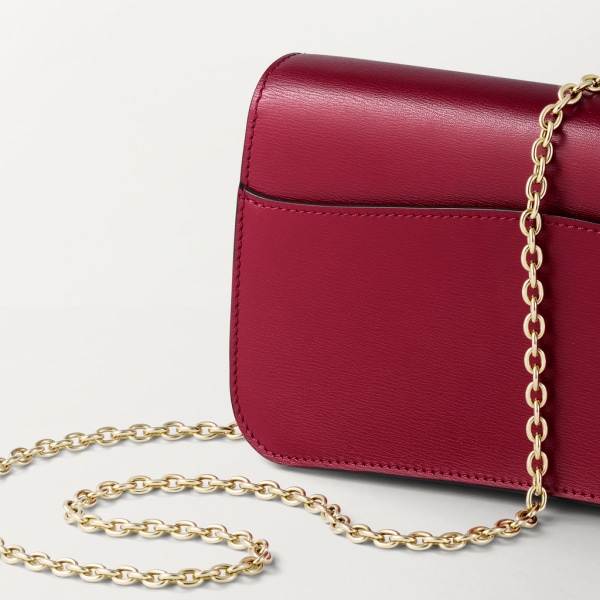 Mini chain bag, Panthère de Cartier Cherry red calfskin, gold and black enamel finish