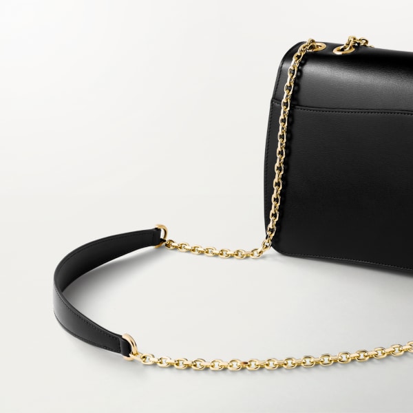 鏈帶手袋，小型款，Panthère de Cartier 黑色小牛皮，金色及黑色琺瑯飾面