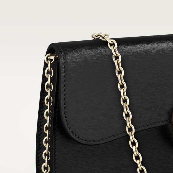 Mini chain bag, Panthère de Cartier Black calfskin, gold and black enamel finish