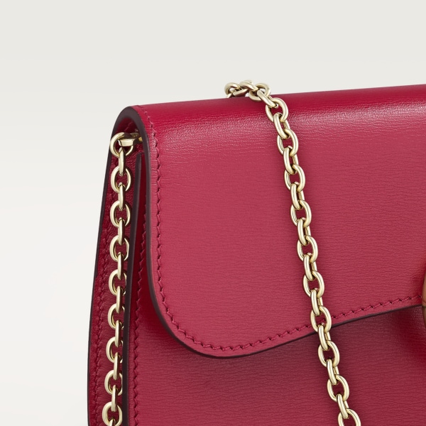 Mini chain bag, Panthère de Cartier Cherry red calfskin, gold and black enamel finish