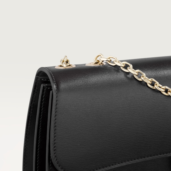 鏈帶手袋，小型款，Panthère de Cartier 黑色小牛皮，金色及黑色琺瑯飾面