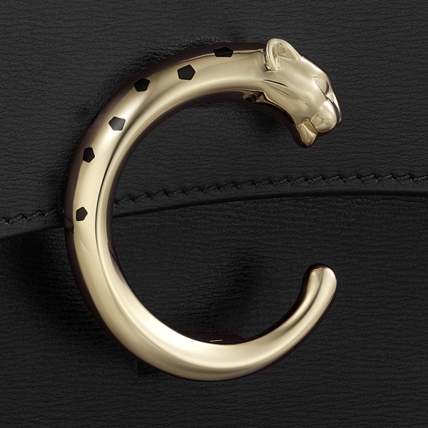 鏈帶手袋，迷你款，Panthère de Cartier 黑色小牛皮，金色及黑色琺瑯飾面