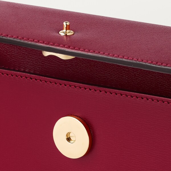 鏈帶手袋，迷你款，Panthère de Cartier 櫻桃紅色小牛皮，金色及黑色琺瑯飾面