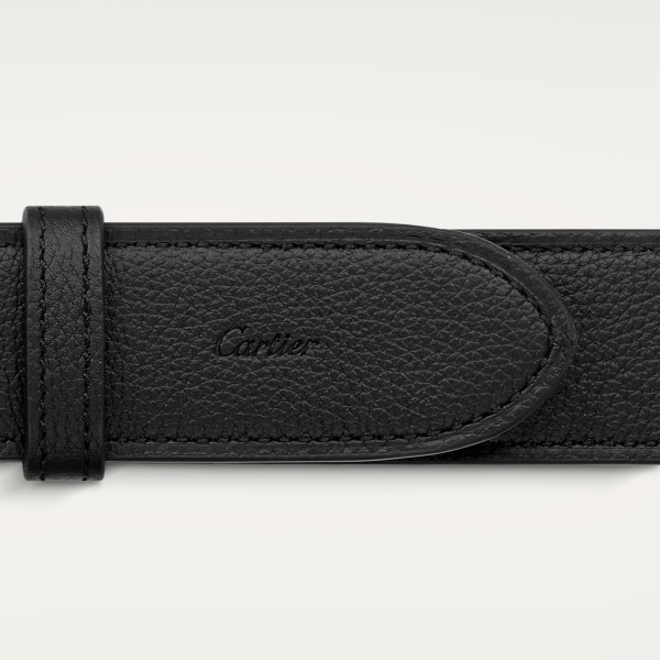 Belt, Santos de Cartier Khaki and black cowhide, palladium-finish buckle