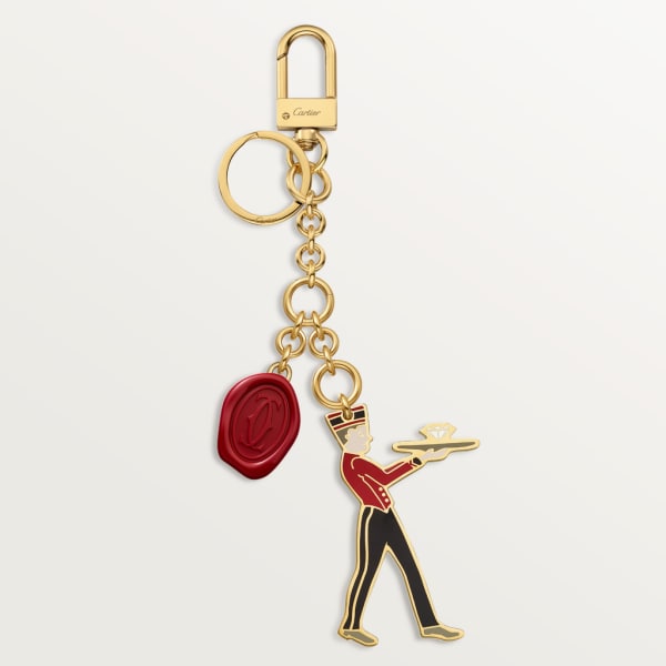 Diabolo de Cartier 門侍及封蠟章鑰匙圈 漆面金屬，樹脂及金色飾面