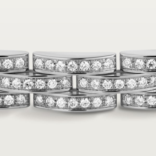 Maillon Panthère 高級手鐲，鋪鑲3行鑽石 18K白色黃金，鑽石