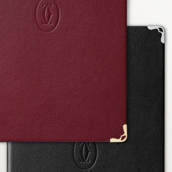 Must de Cartier medium notebook set Black and burgundy calfskin, palladium and golden finish