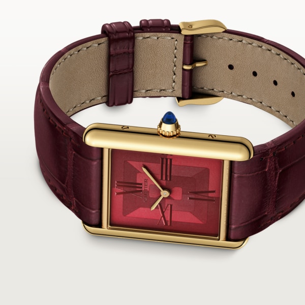 Tank Louis Cartier 腕錶 大型款，手動上鏈機械機芯，黃金，皮革