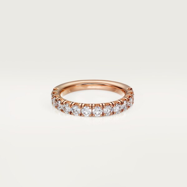 Etincelle de Cartier 結婚戒指，寬3.5毫米，半鋪鑲鑽石 18K玫瑰金，鑽石